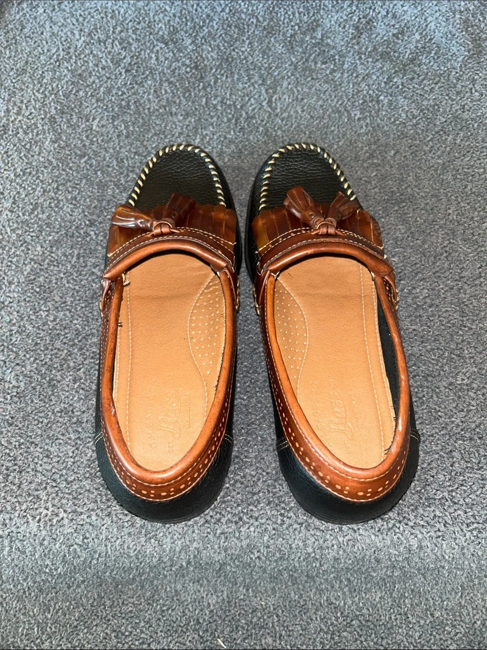 G.H. Bass & Co. Black and Brown Tassel Kiltie Loafers